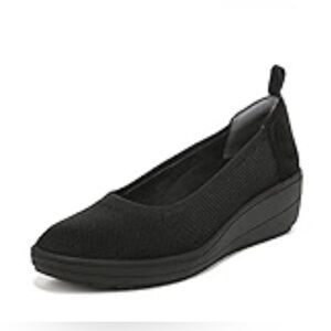 Vionic Jacey Knit Shoes Womens 8.5 Black Wedge Suede Accent Comfort Slip On